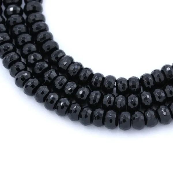 Onyx noir, rondelle facette 5x8mm x 40 cm