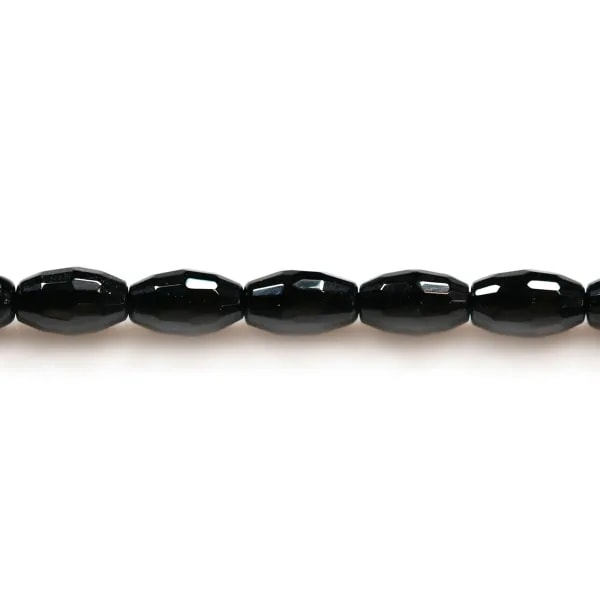 Agate noir tonnelet facetté 4x6mm x 40cm