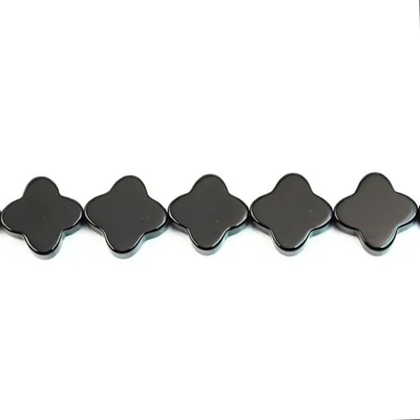 Agate noir trèfle 14mm x 1pc 