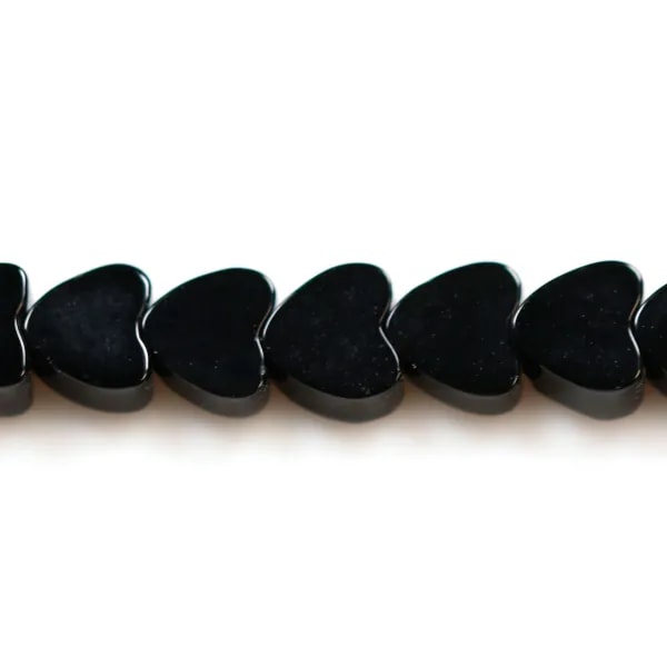 Agate noire cœur 4mm x 40cm