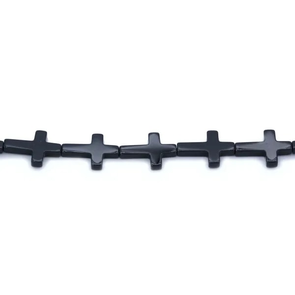 Agate in black color, in the shape of a cross, 18 * 25 mm x 1pc