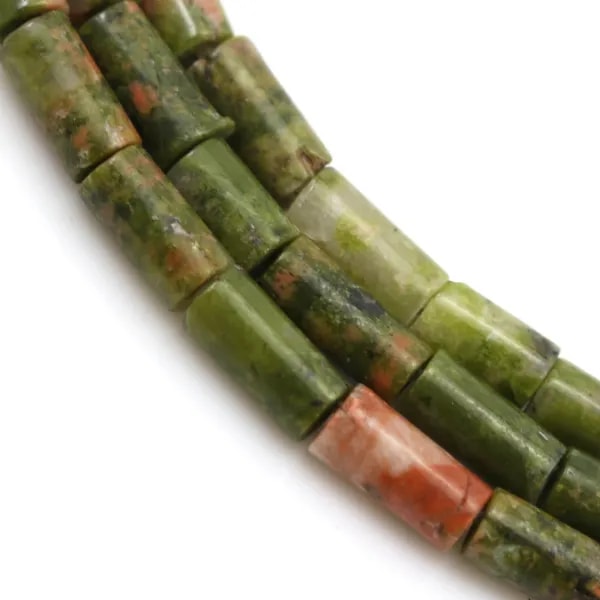 Unakite, en forme de tube, et de taille 2x4mm x 40cm