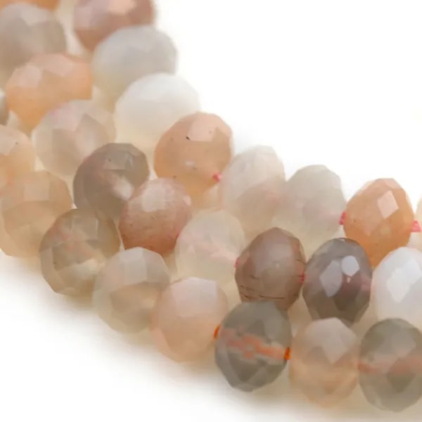 Moonstone multicolor, in shaped of faceted roundel, 4 * 6mm x 39cm