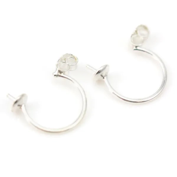 925 sterling silver ear studs for half-drilled pearls 4.10mm x 2pcs