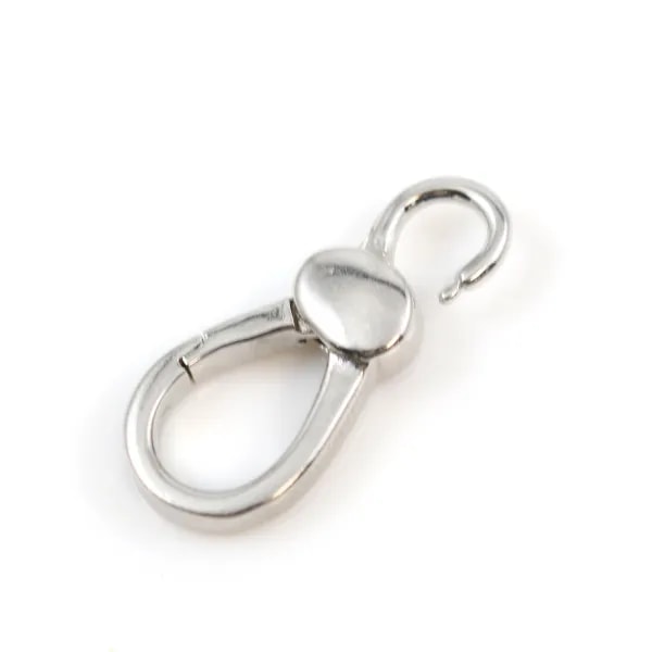 Fermoir crochet mousqueton 9x21mm en argent 925 rhodié  x 1pc