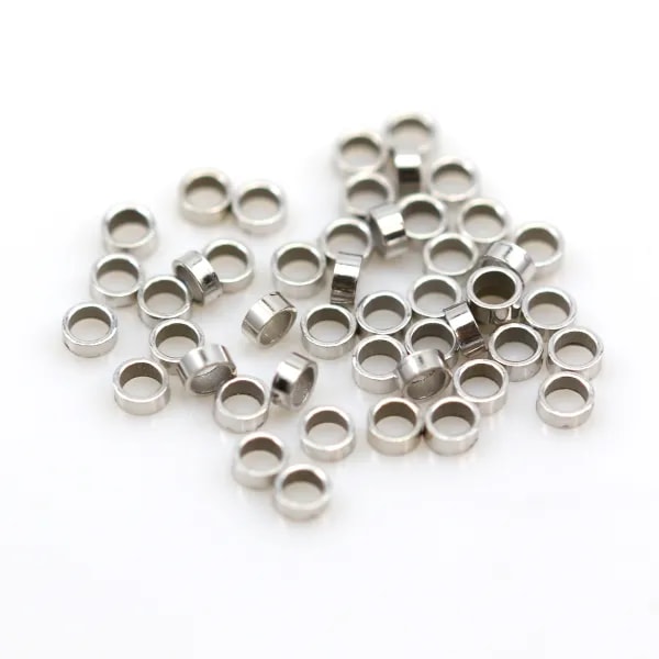 Rhodium 925 silver crimp tubes 2.0x1.0mm x 30pcs