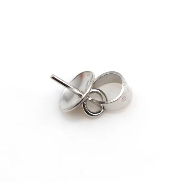 Argent  925 Rhodié Bélière coupelle 6mm pour perles semi-percés x 2PC