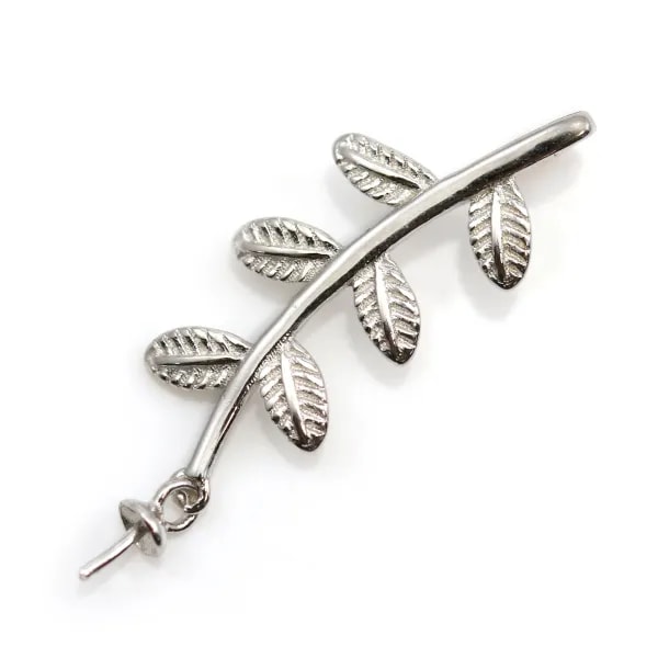 Pendant-holder leaf 25mm 925 silver for half-drilled pearl x 1pc