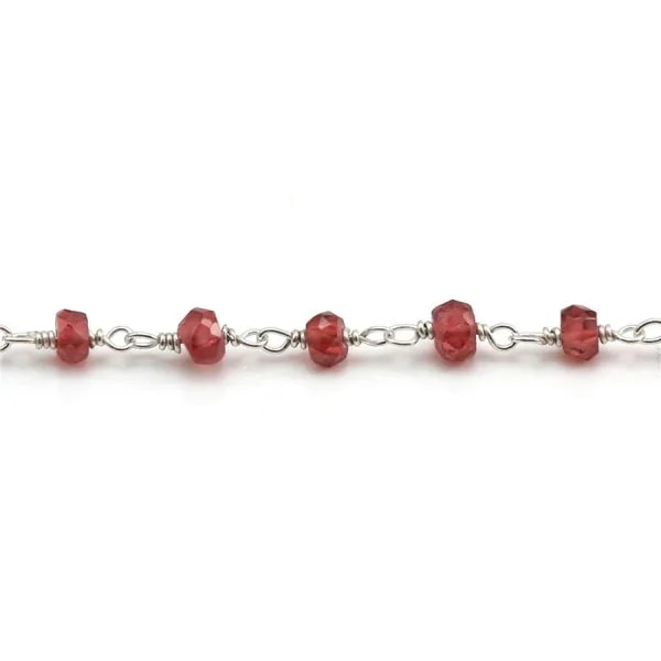 Chaîne Argent  avec Grenat en 3-4mm x 20cm