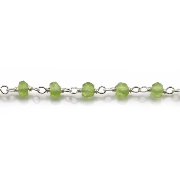 Chaîne Argent avec Péridot en 3-4mmx 20cm