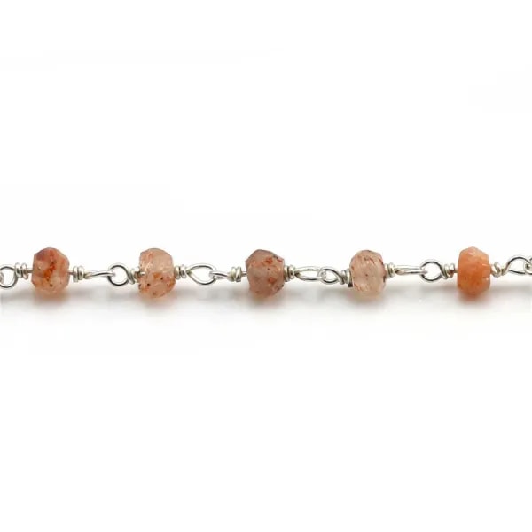 Silver Chain with Quartz of 3-4mm x 20cm 