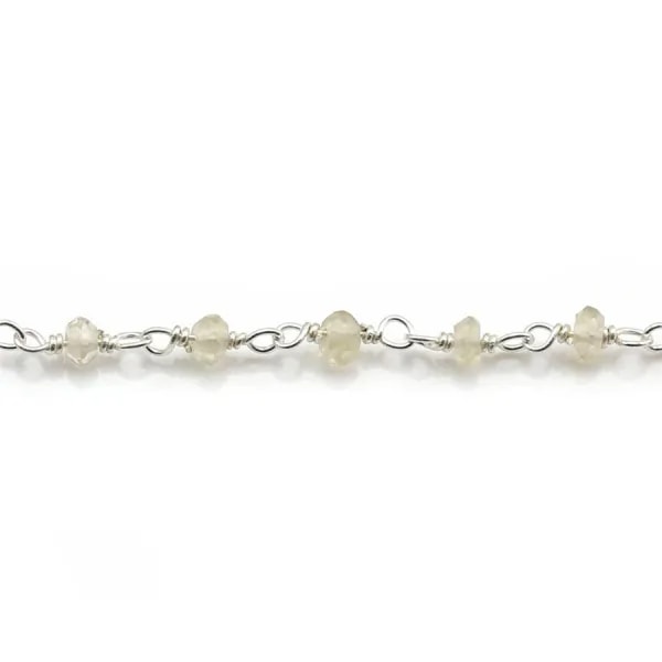 Chaîne Argent avec Quartz Lemon en 2-3.5mmx 20cm
