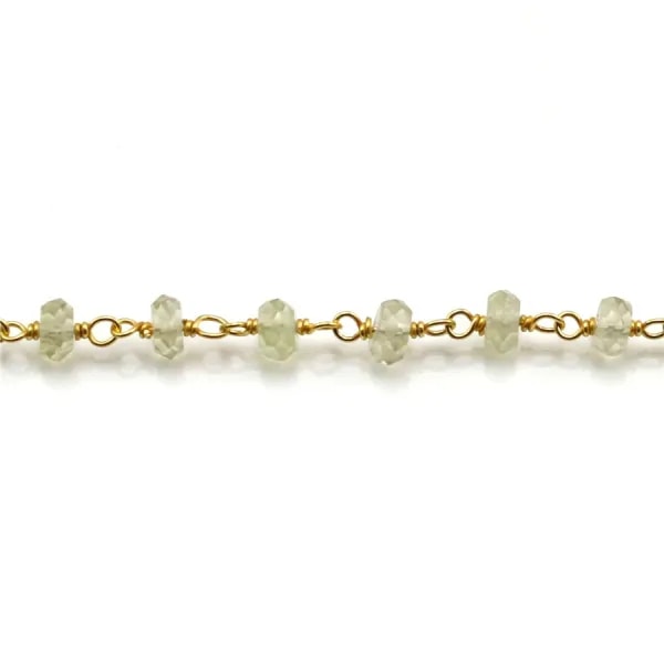 Chaîne Argent Doré avec Quartz Lemon en 3-4mmx 20cm