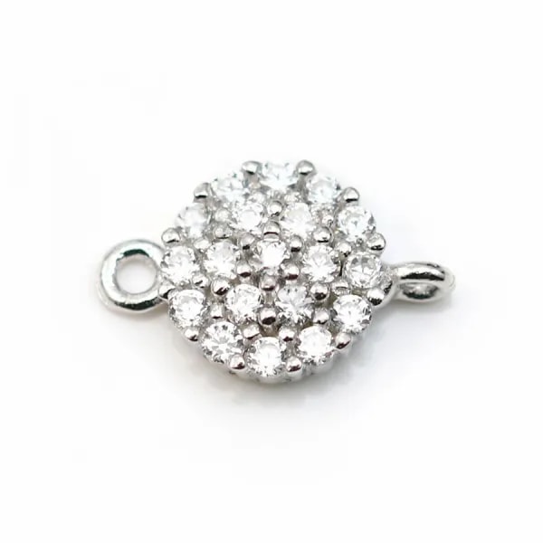 Breloque en argent 925 & zirconium 8x13mm avec 2 anneaux