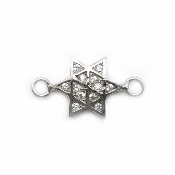Intercalaire carré avec zirconium 7.75mm en argent 925 rhodié  x 1pc