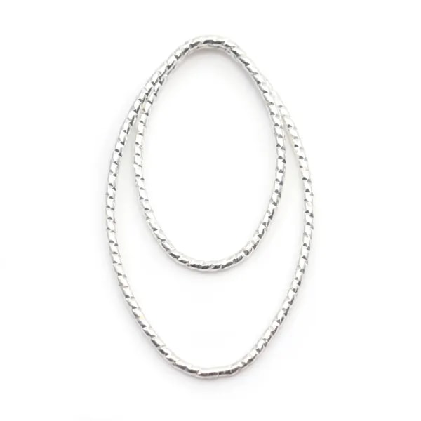 Intercalaire double ovale martèle ,17x27mm, argent 925  x 1pcs