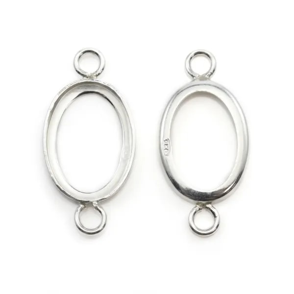 Intercalaire support oval à coller, argent 925, 10X14mm x 1pc