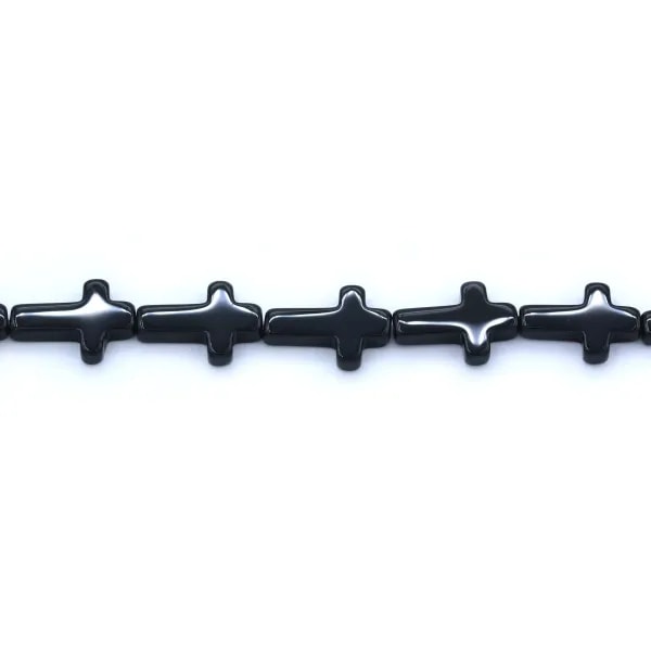 Agate de couleur noire, en forme de croix, 13 * 18mm x 40cm