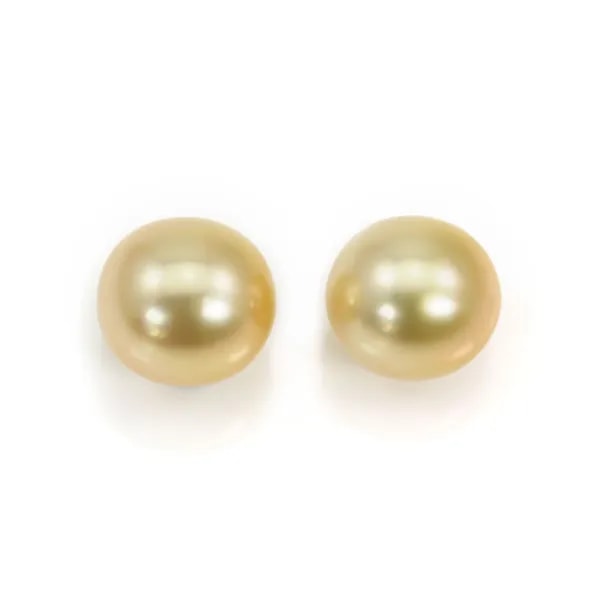 Perle des mers du Sud, dorée, semi-ronde, 10-11mm x 2pcs,  AA