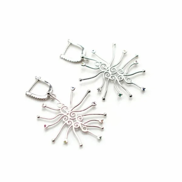 Dormeuse en argent 925 rhodié & zirconium multicolore pour perle baroque  x  1pc
