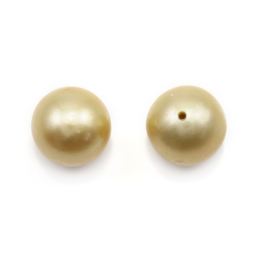 Perle des mers du Sud, semi-percée, champagne, ronde, 9-10mm