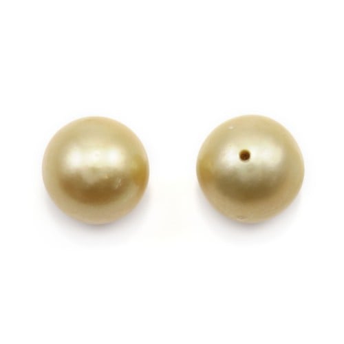 Perle des mers du Sud, semi-percée, champagne, ronde, 9-10mm