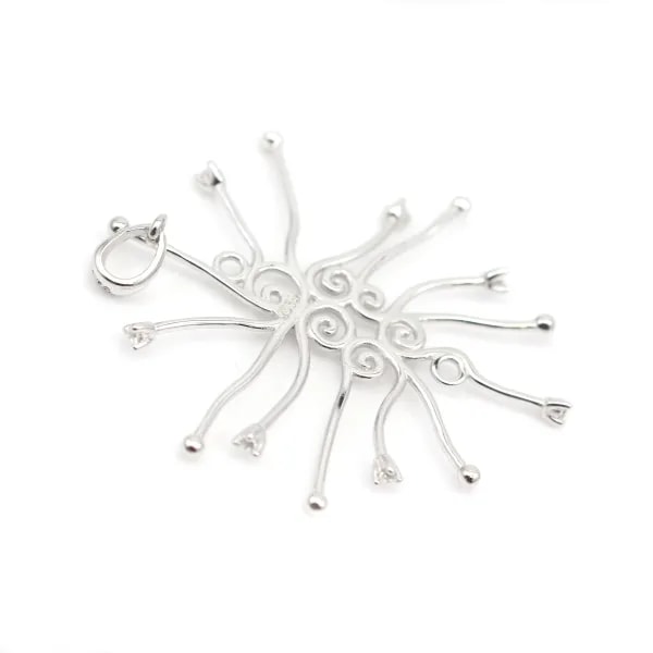 Pendentif en argent 925 rhodié & zirconium pour perle baroque x  1pc