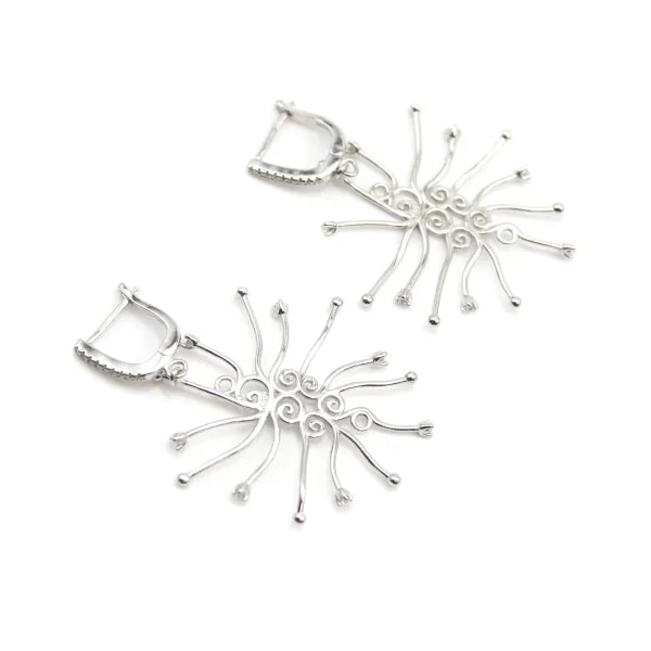 Dormeuse en argent 925 rhodié & zirconium pour perle baroque x 1pc