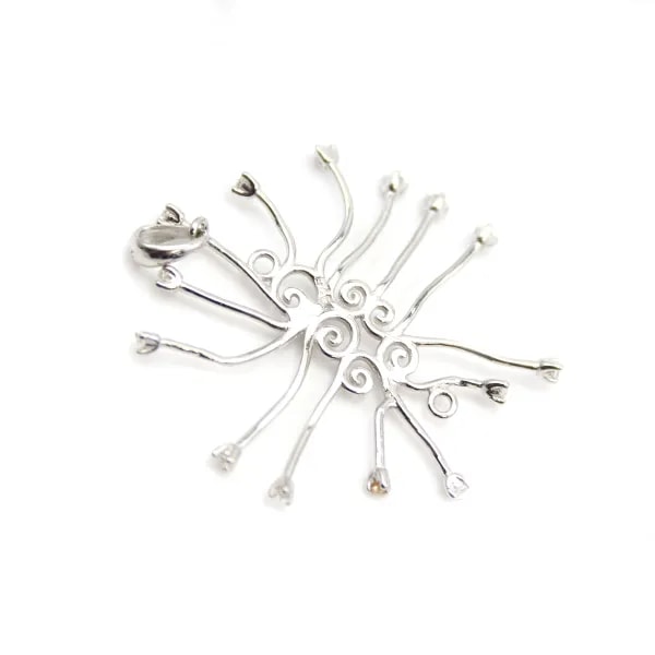 Pendentif en argent 925 rhodié & zirconium pour perle baroque x 1pc