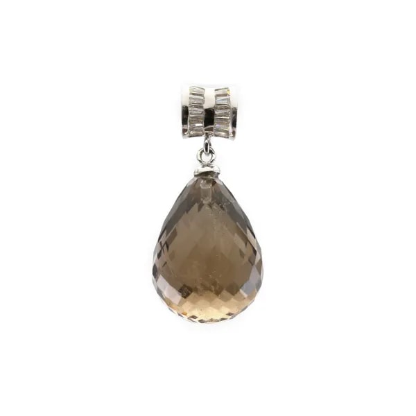 Pendentif quartz fumé avec bélière en argent 925 x 1pc