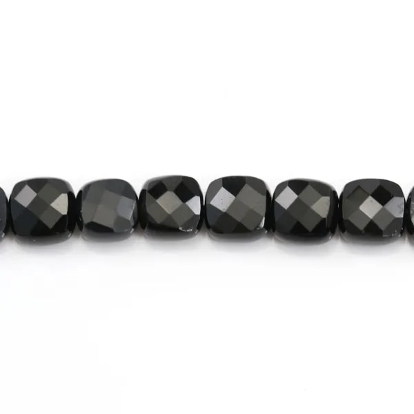 Agate noire de forme carré facetté 6mm x 6 pcs