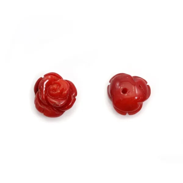 Cabochon Bambou mer teinté fleur semi-percés 10mm x 2pcs