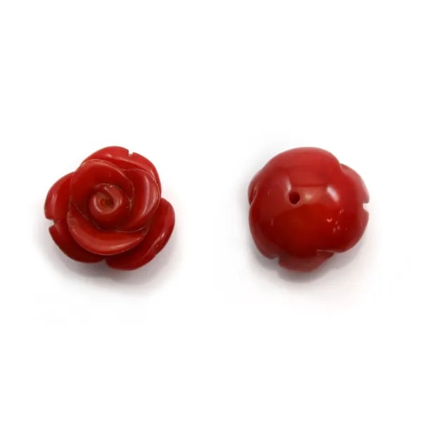 Cabochon Bambou mer teinté fleur semi-percés 12mm x 2pcs