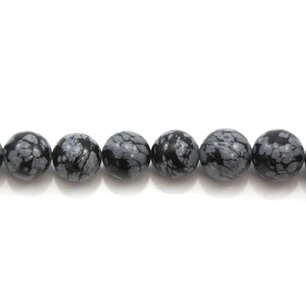 Obsidienne flocon de neige ronde 8mm x 10pcs