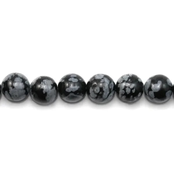 Obsidienne flocon de neige ronde 4mm x 30pcs