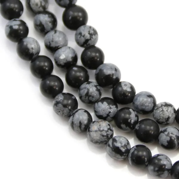 Obsidienne flocon de neige ronde 4mm x 40cm