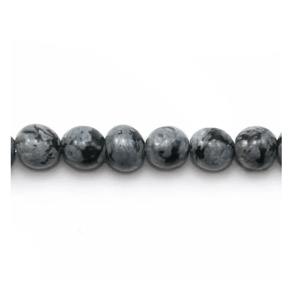 Obsidienne flocon de neige ronde 4mm x 30pcs