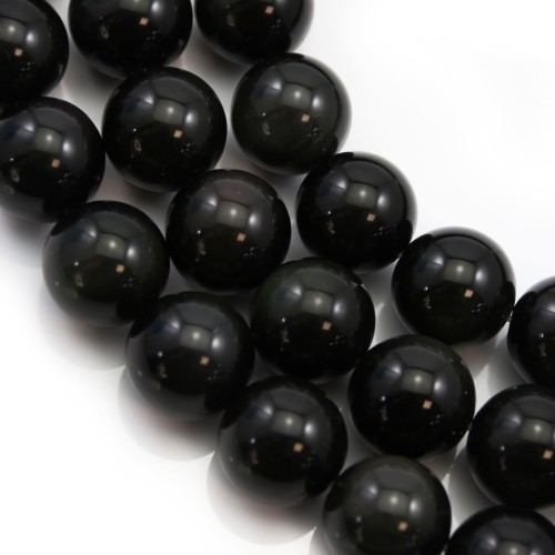 Obsidienne ronde 14mm x 40cm
