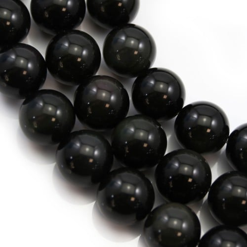 Obsidienne ronde 14mm x 40cm
