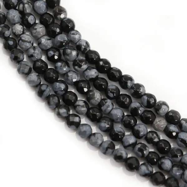 Obsidienne flocon de neige ronde facettée 2mm x 40cm