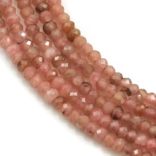 Rhodochrosite faceted rondelle 2x3mm x 40cm