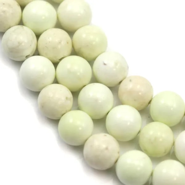 Chrysoprase "lemon", green yellow color, in round shape, 10mm x 39cm