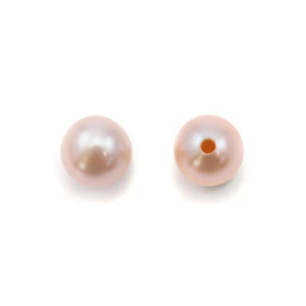 Perles de culture d'eau douce, semi-percée, mauve, ronde, 4-4.5mm x 2pcs