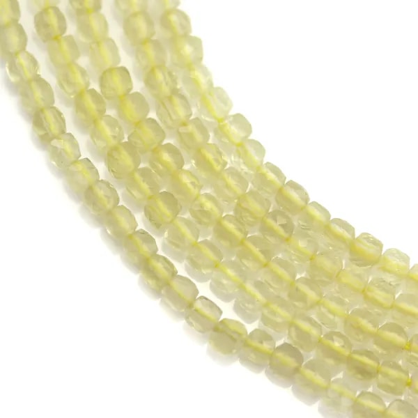 Quartz lemon en forme de cube facette 2mm x 40cm