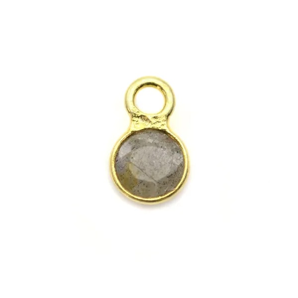 Labradorite ronde facettée sertie sur argent 925 doré à l'or fin 5mm x 2pcs