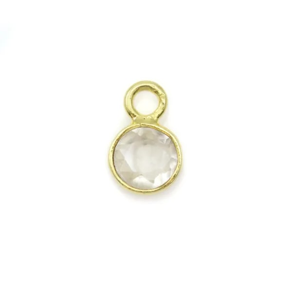 Topaze transparent ronde facettée sertie sur argent 925 doré à l'or fin 5mm x 2pcs