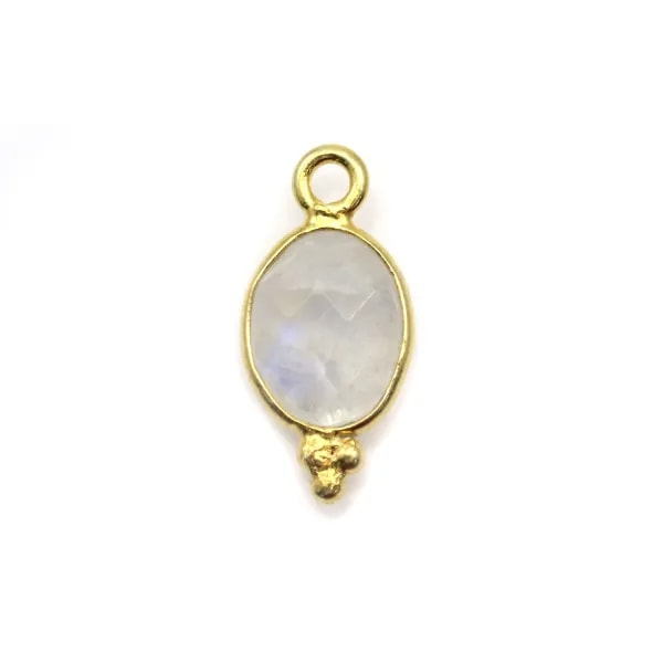 Breloque en Labradorite goutte facettée sur argent doré 7x15mm x 1pc