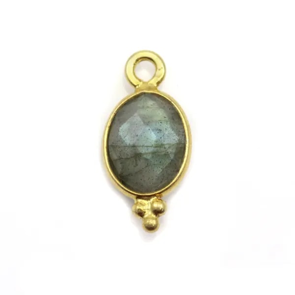 Breloque en amazonite carrée facettée sur argent doré 13mm x 1pc