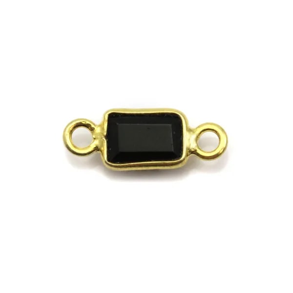 Intercalaire Onyx rectangle facettée serti argent 925 doré à l'or fin 5x13mm x1pc