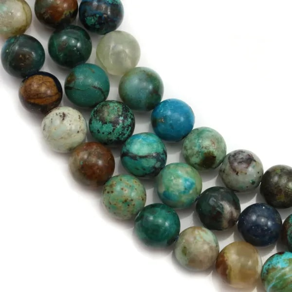 Azurite chrysocolle ronde 7mm x39cm